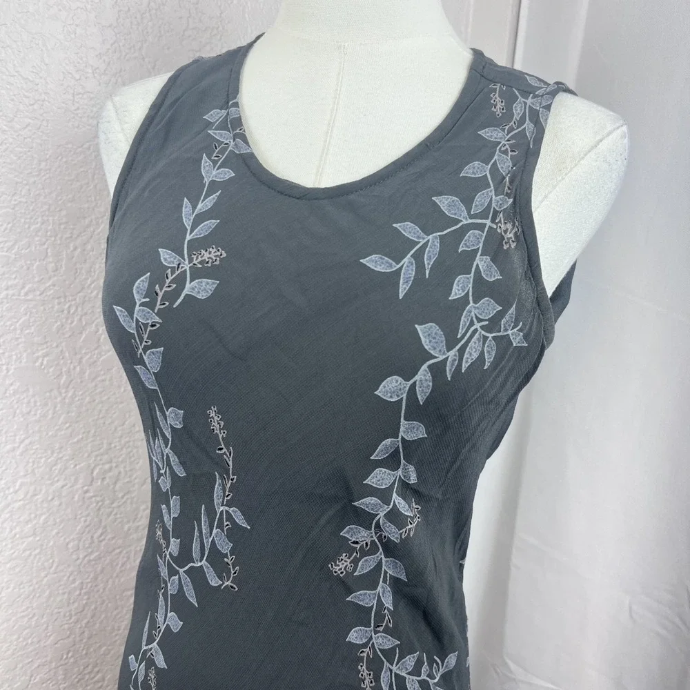 Vintage Y2K Merona Maxi Dress Womens 6 Gray Blue Floral Sheer Fairy Fairygrunge
